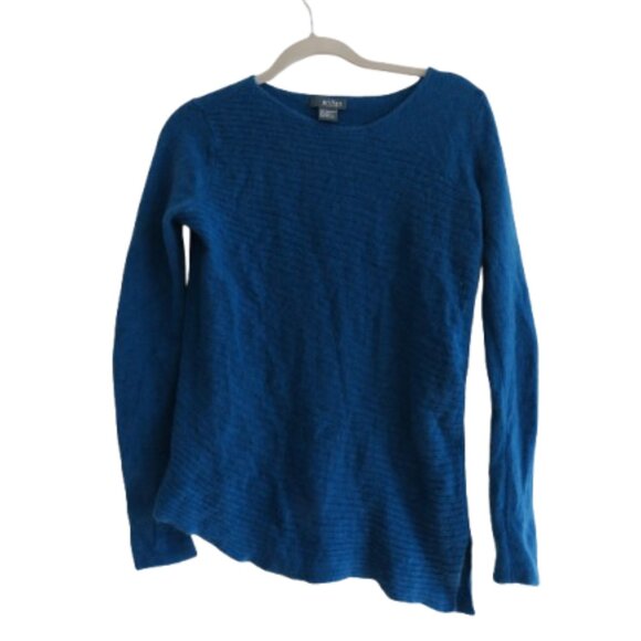 GRIFFEN CASHMERE 100% Cashmere Ribbed Asymmetric Sweater in Blue - Size M - Picture 1 of 13